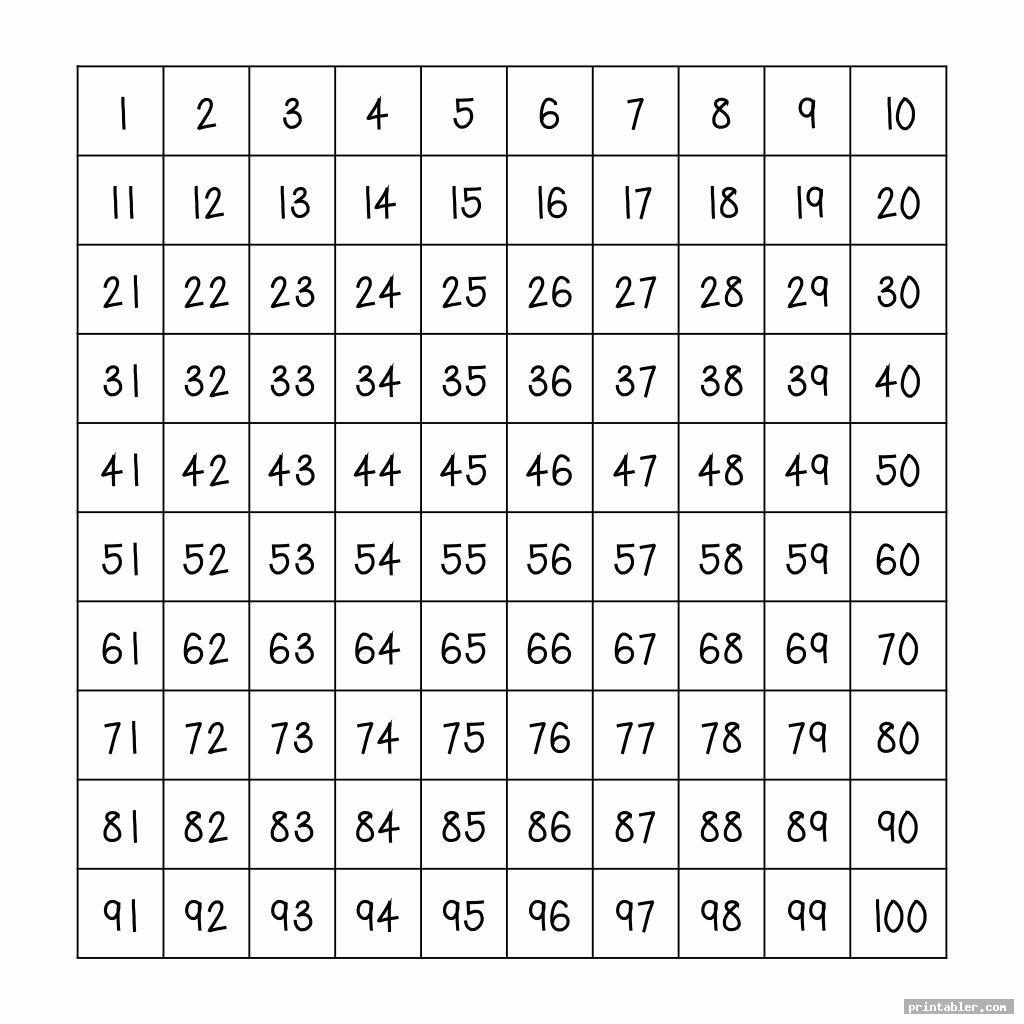 Printable 100S Chart