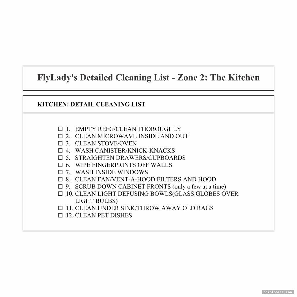kitchen zone flylady printable checklists