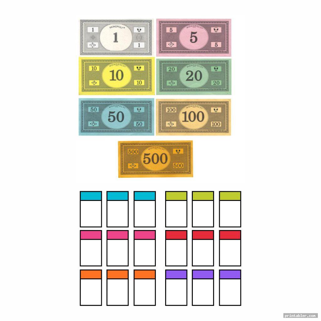 money and cards printable monopoly board game