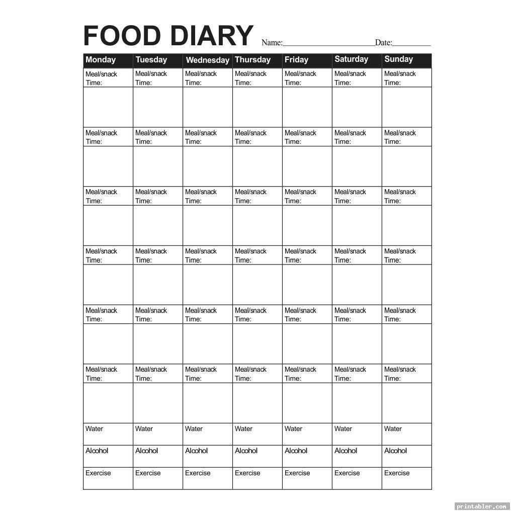 monthly printable diet journal template