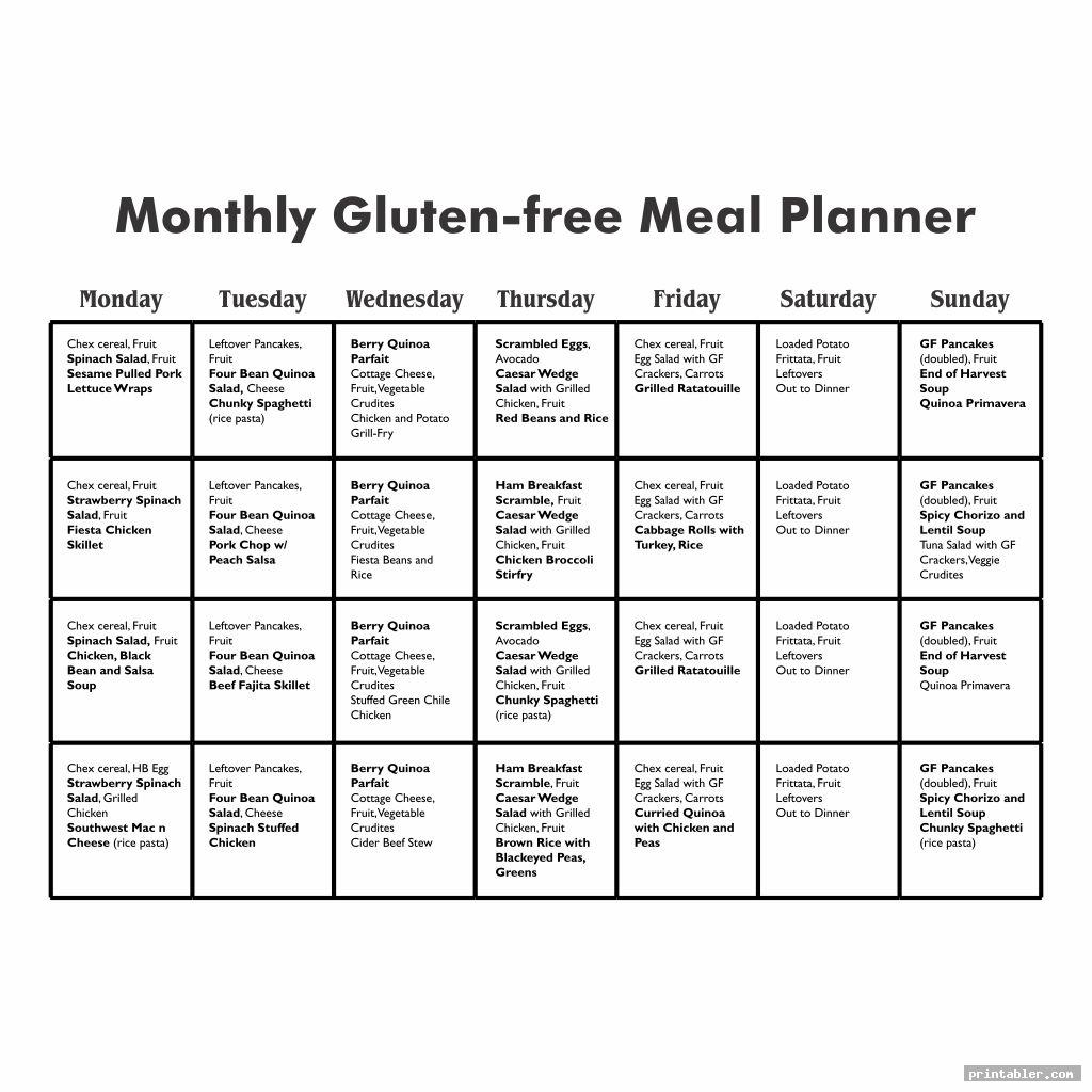 monthly printable meal planner calorie charts