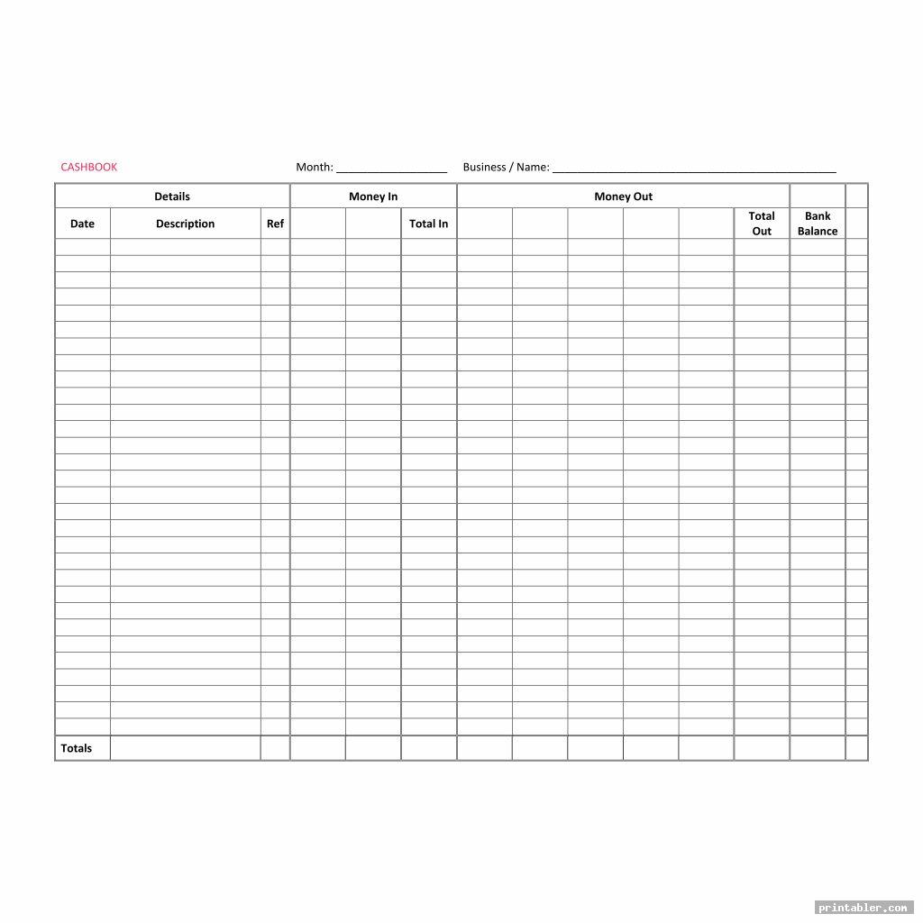 printable accounting journal templates cashbook
