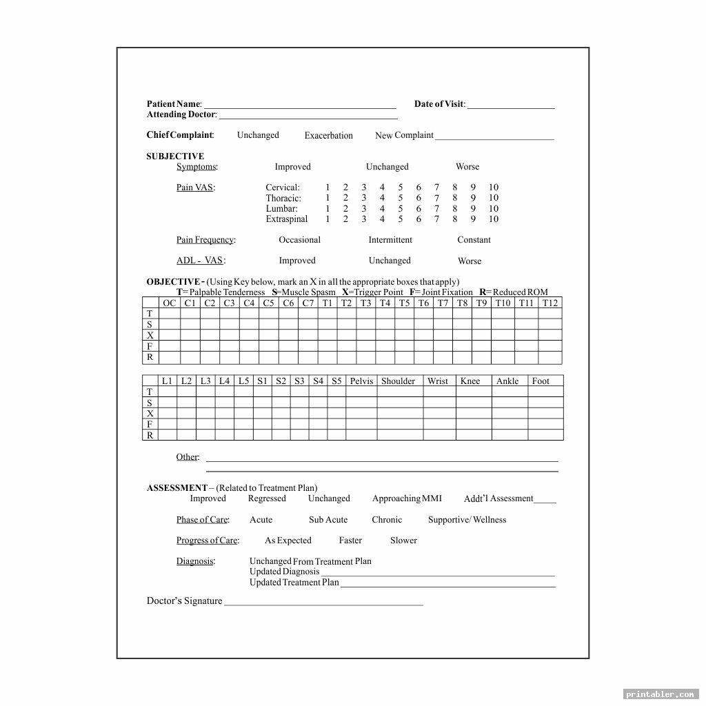 printable chiropractic forms soap note template for use