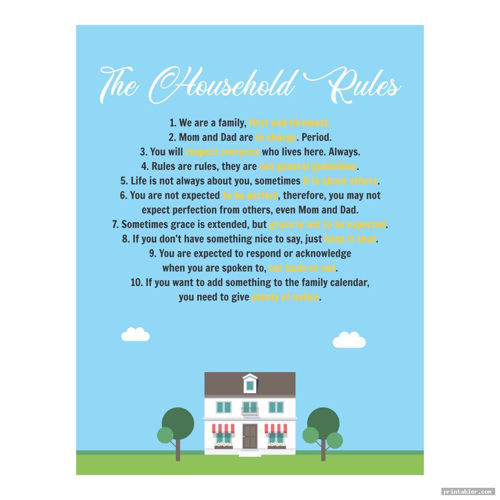 Printable Household Rules