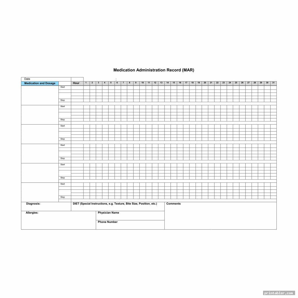 printable medication administration record template for use