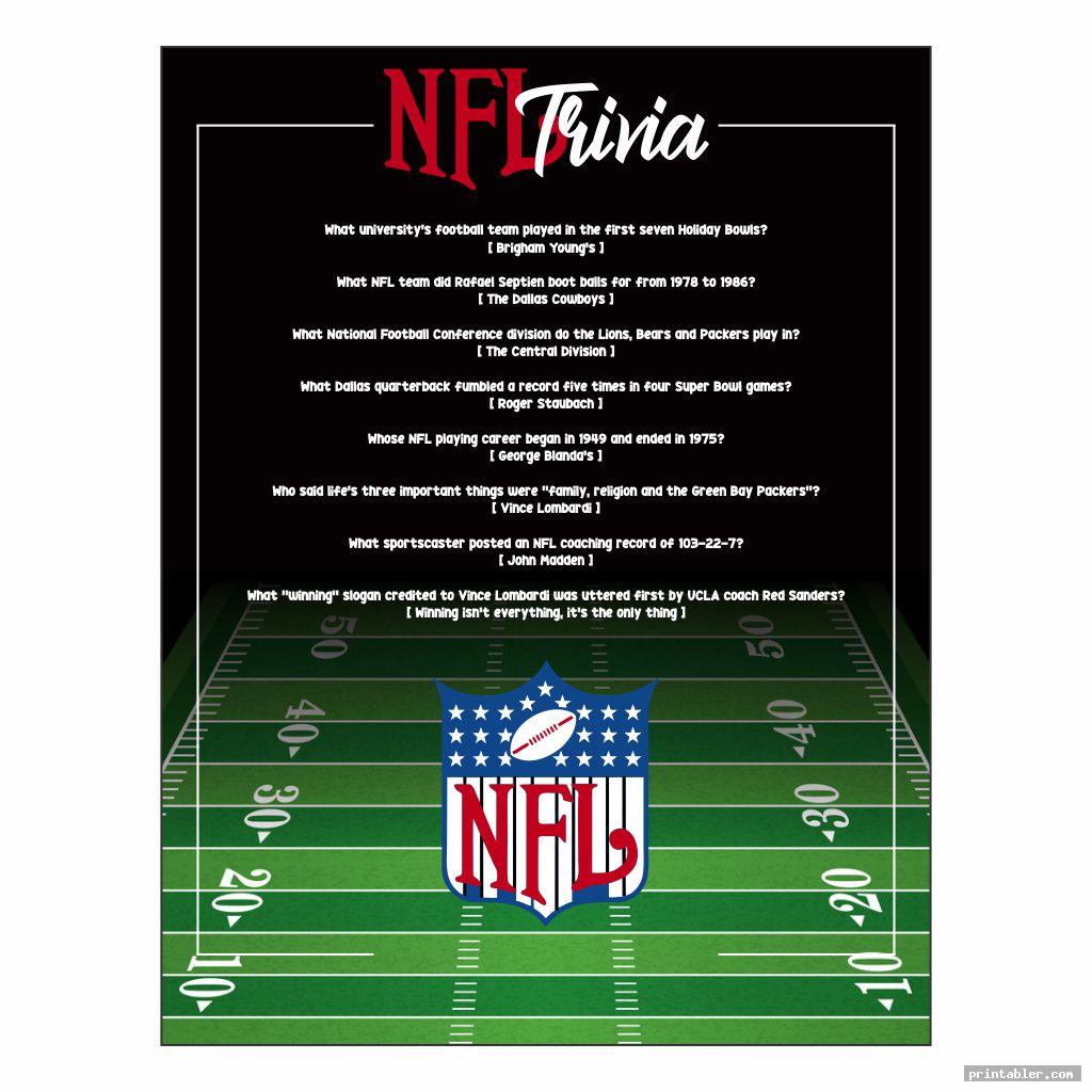 Printable NFL Trivia Questions and Answers