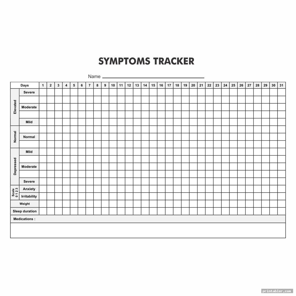 printable symptom journal tracker