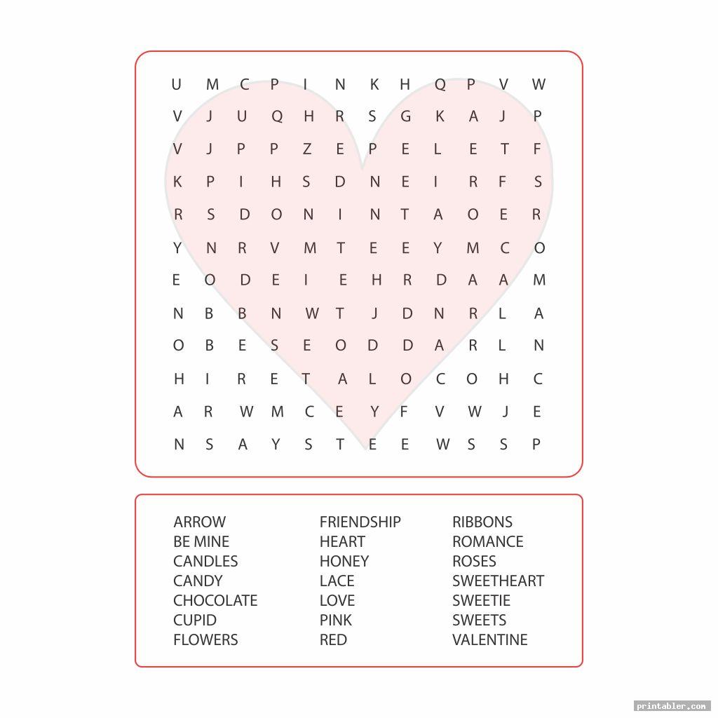 Printable Valentine Word Search