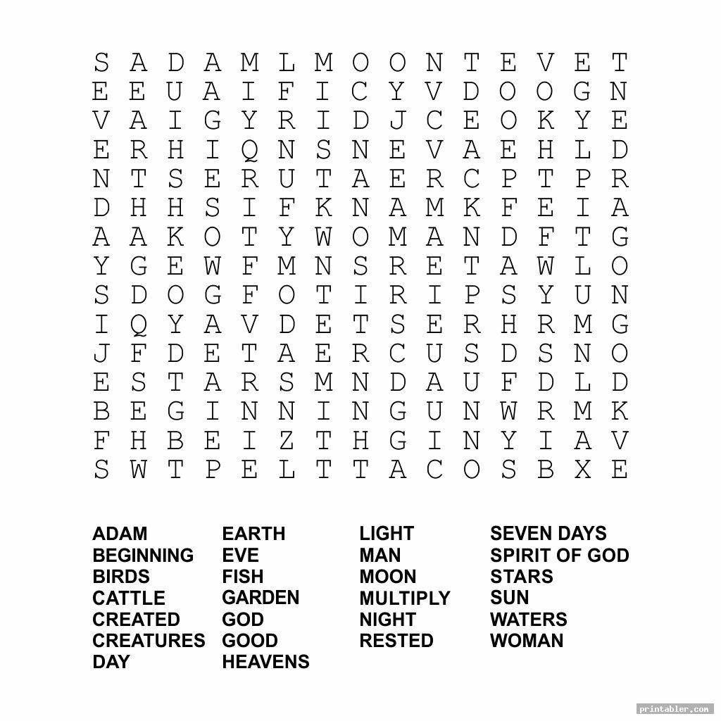 printable word search sunday school for use