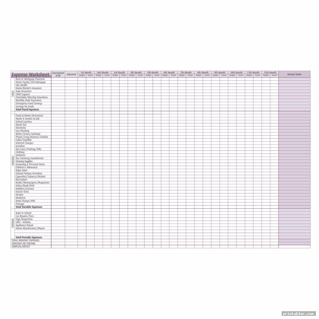 printable yearly expense chart image free