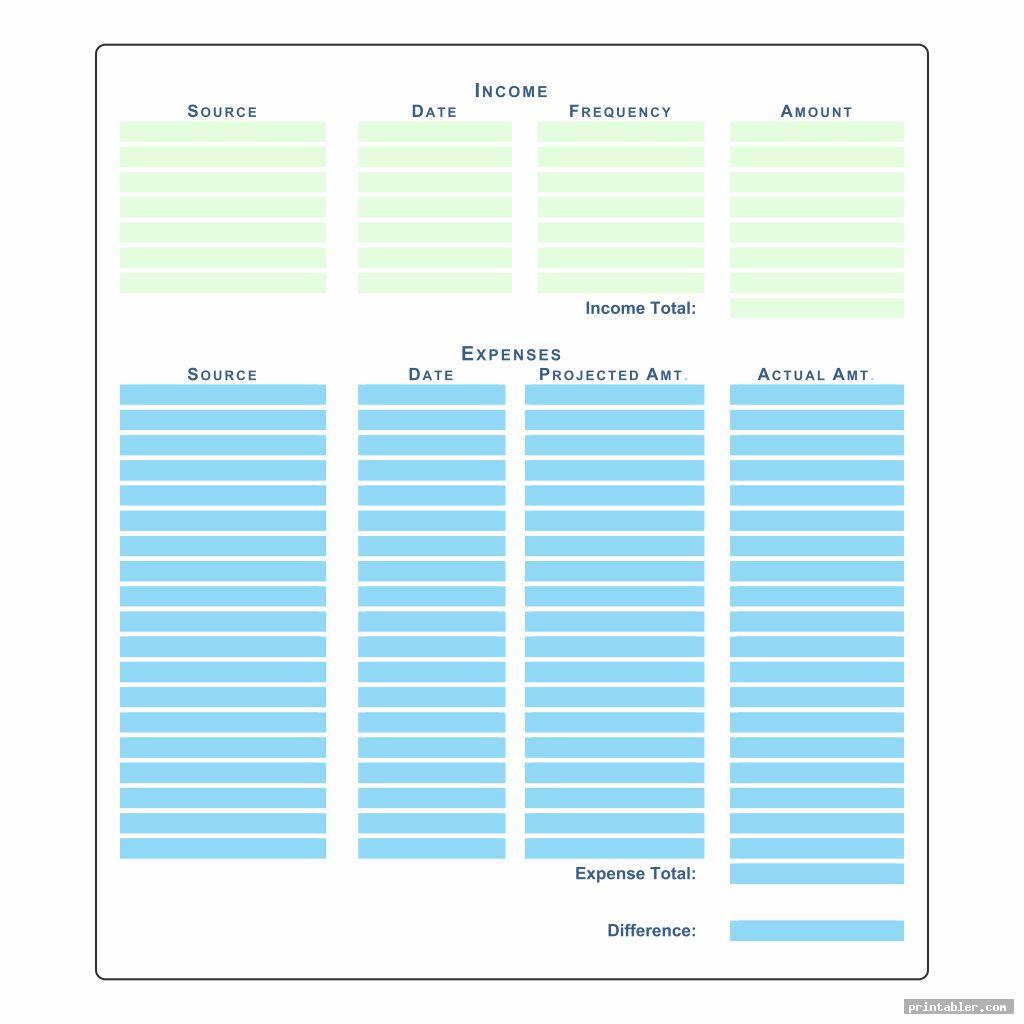 Printable Yearly Expense Chart