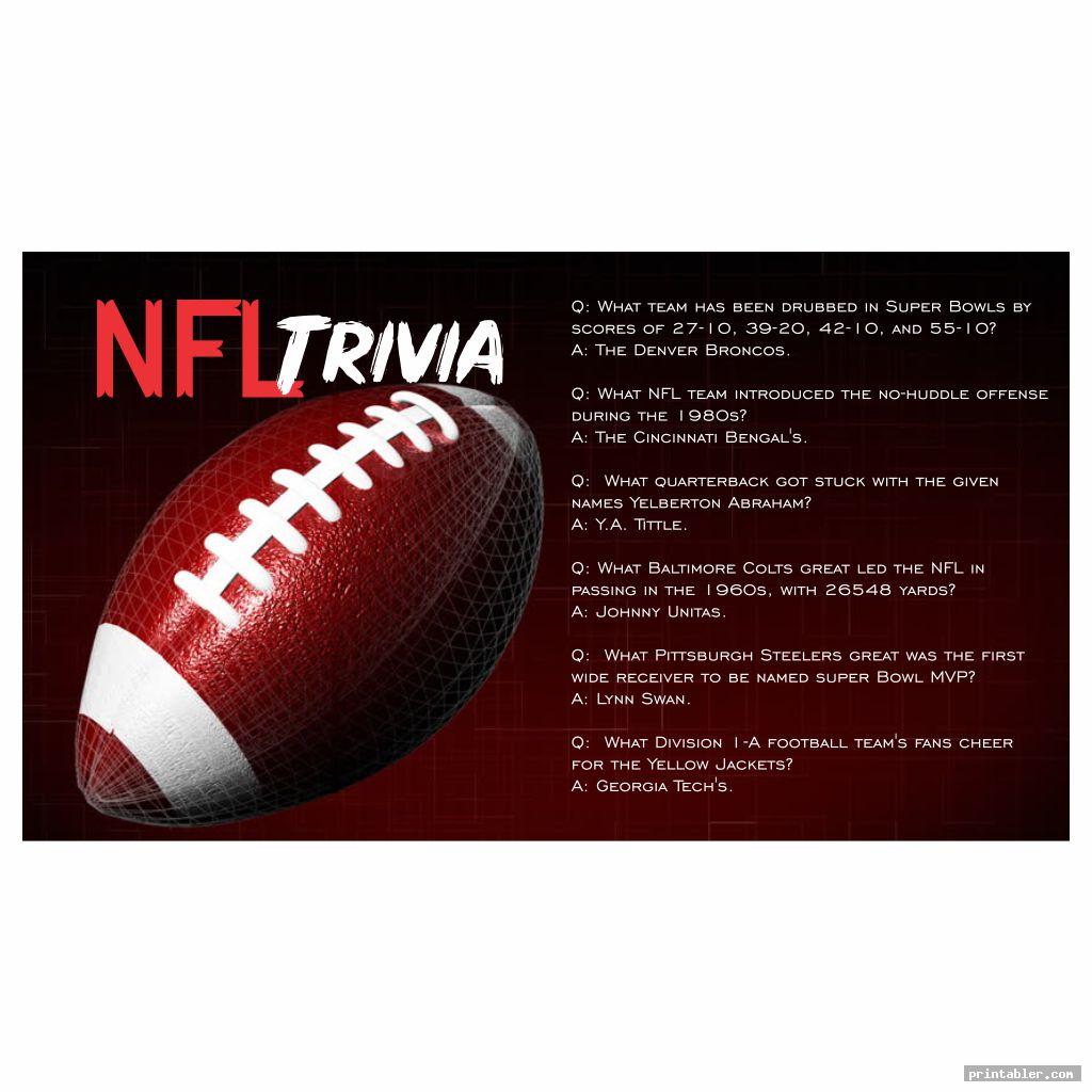 Printable NFL Trivia Questions and Answers