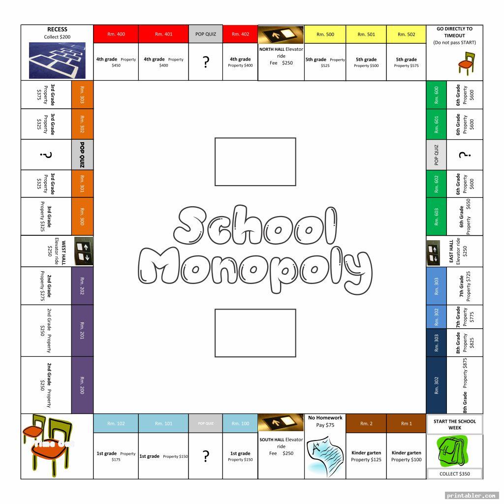 Monopoly Board Game Printable