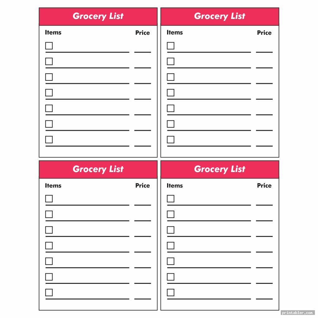 set of grocery list template printable amenable