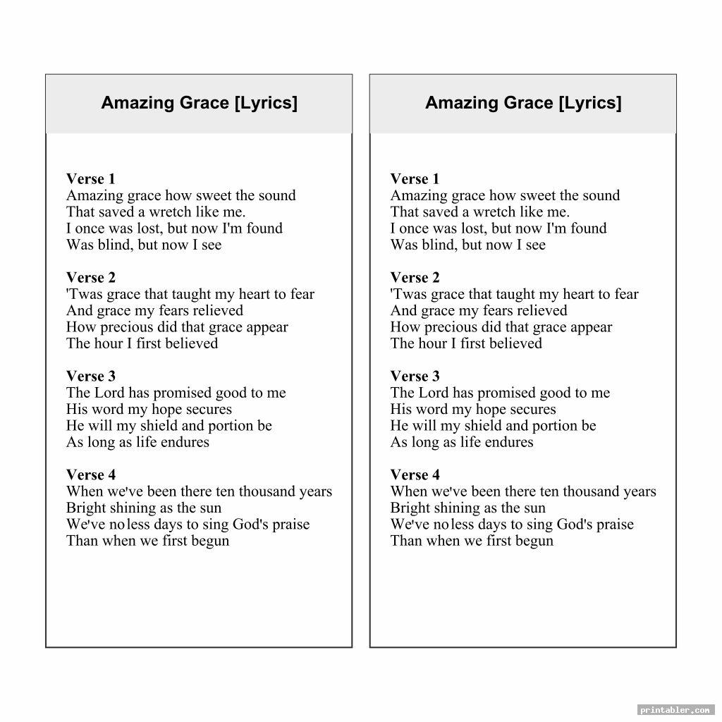 simple amazing grace lyrics printable