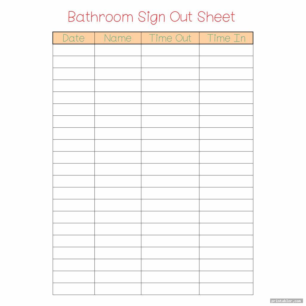 simple bathroom sign out sheet printable
