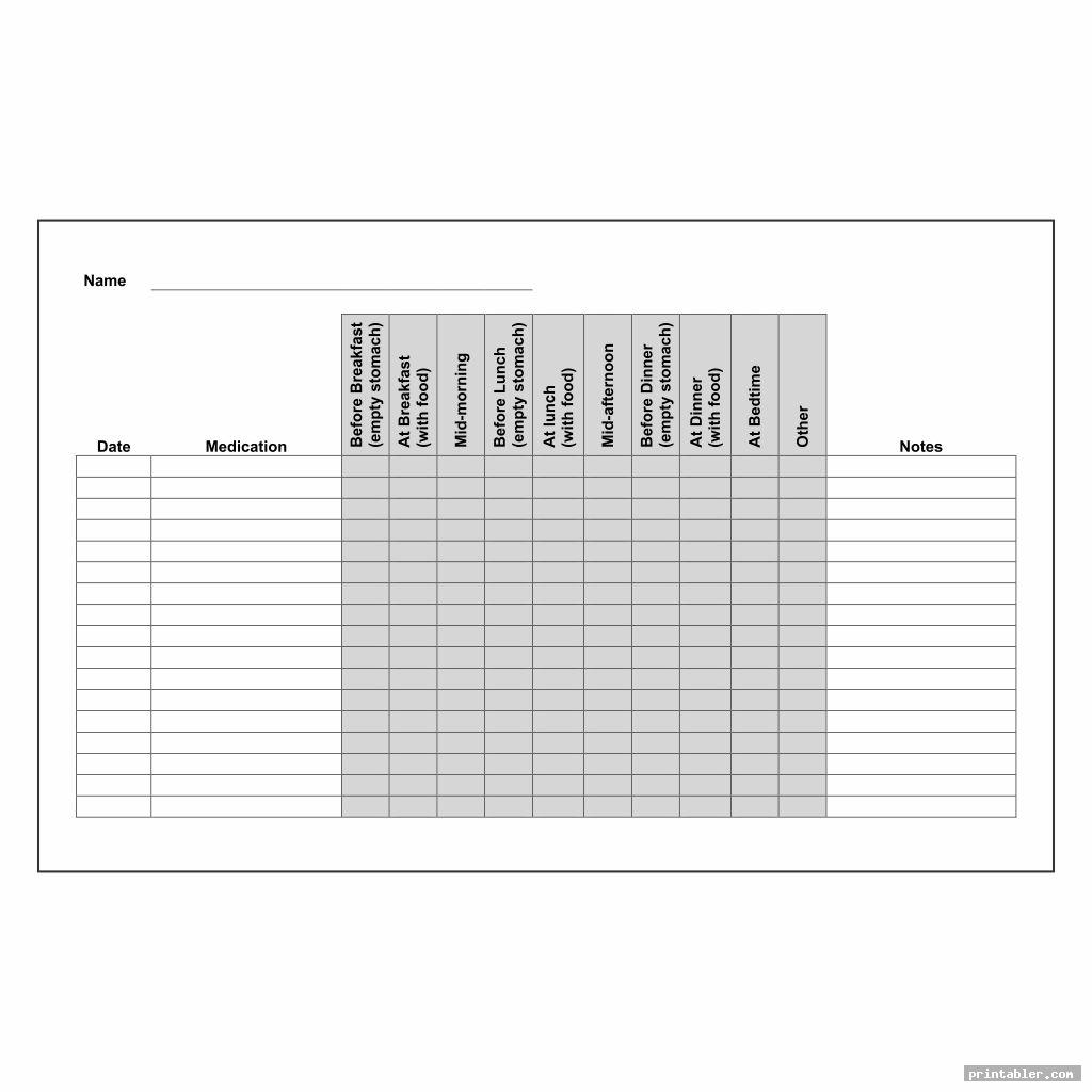 simple drug medication chart printable