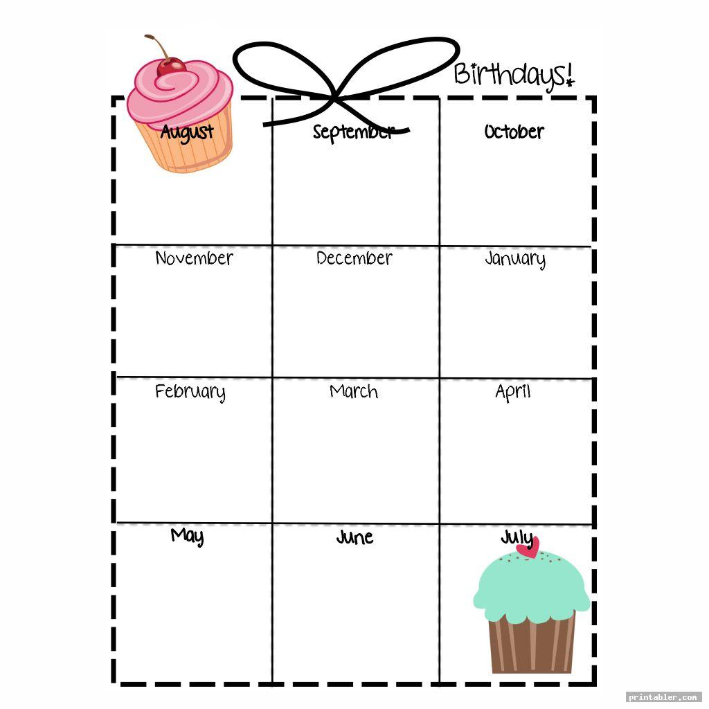 simple printable birthday chart cupcake
