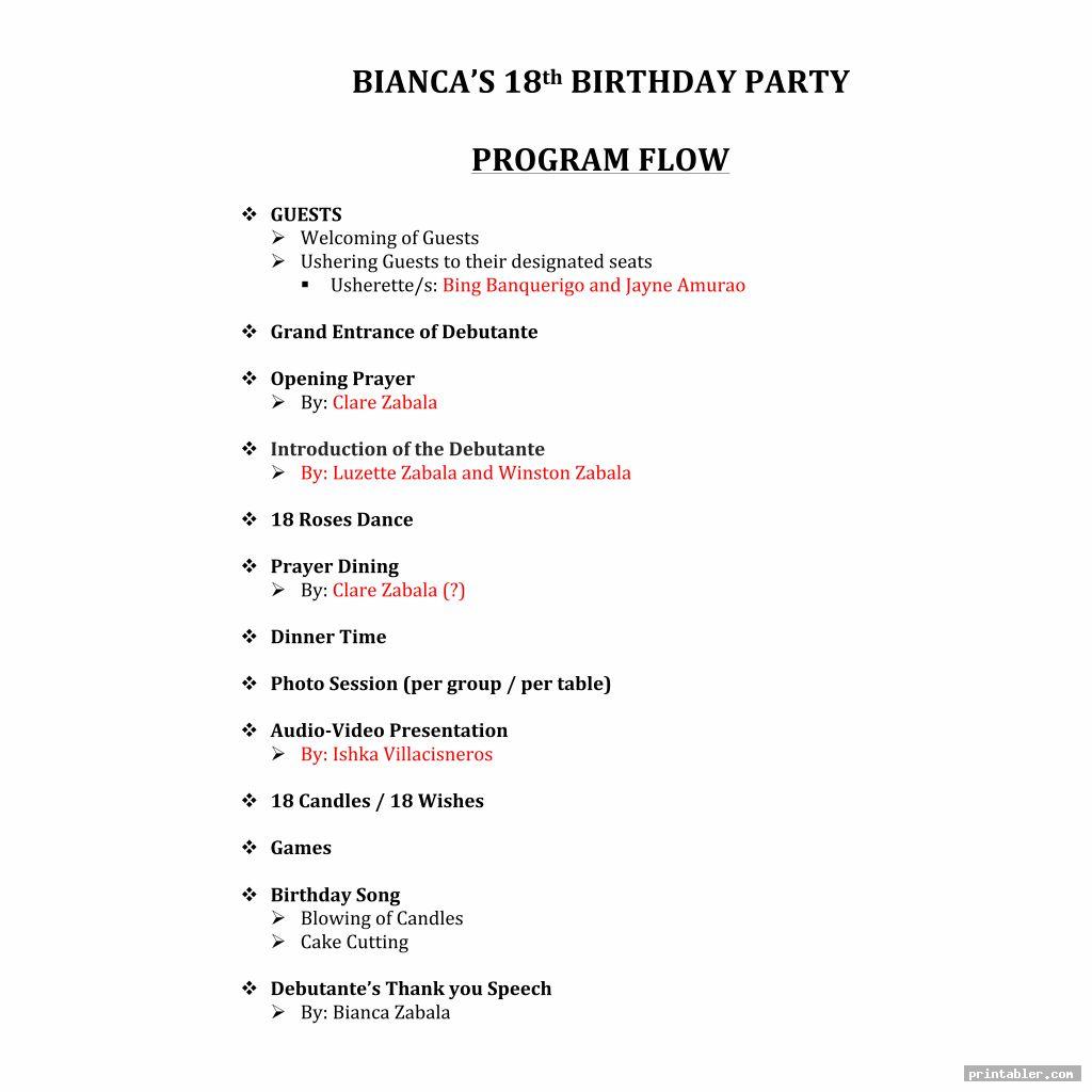 simple printable birthday program templates