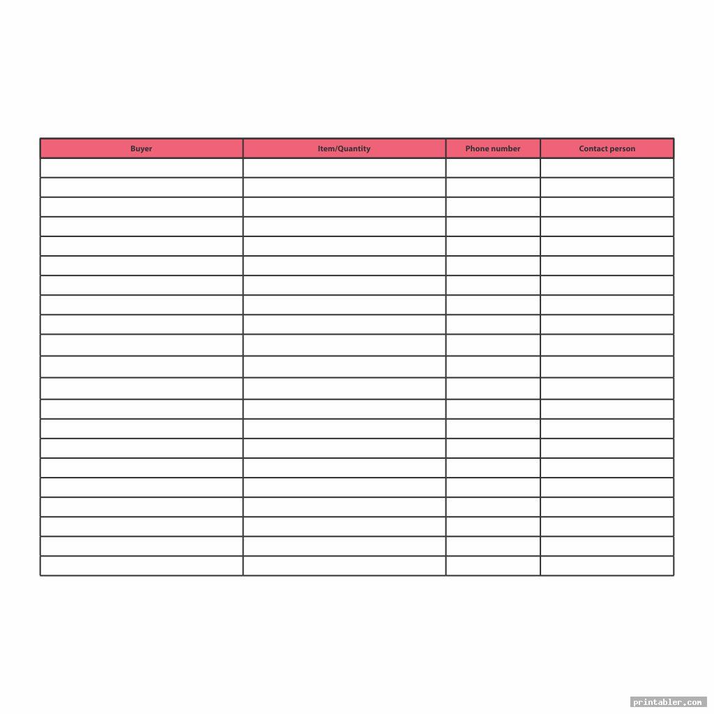 simple printable contact list template