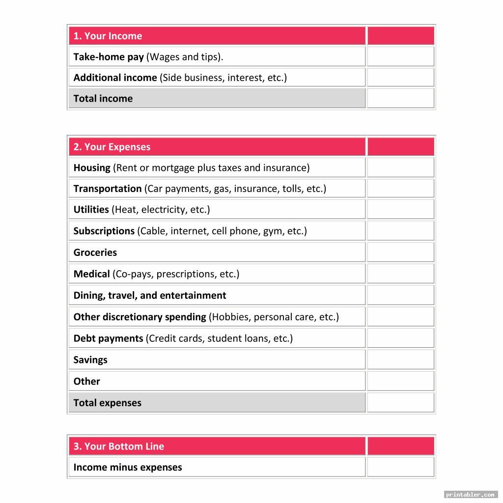 simple printable dave ramsey budget worksheets