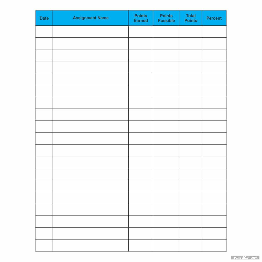 simple printable grade sheet for students
