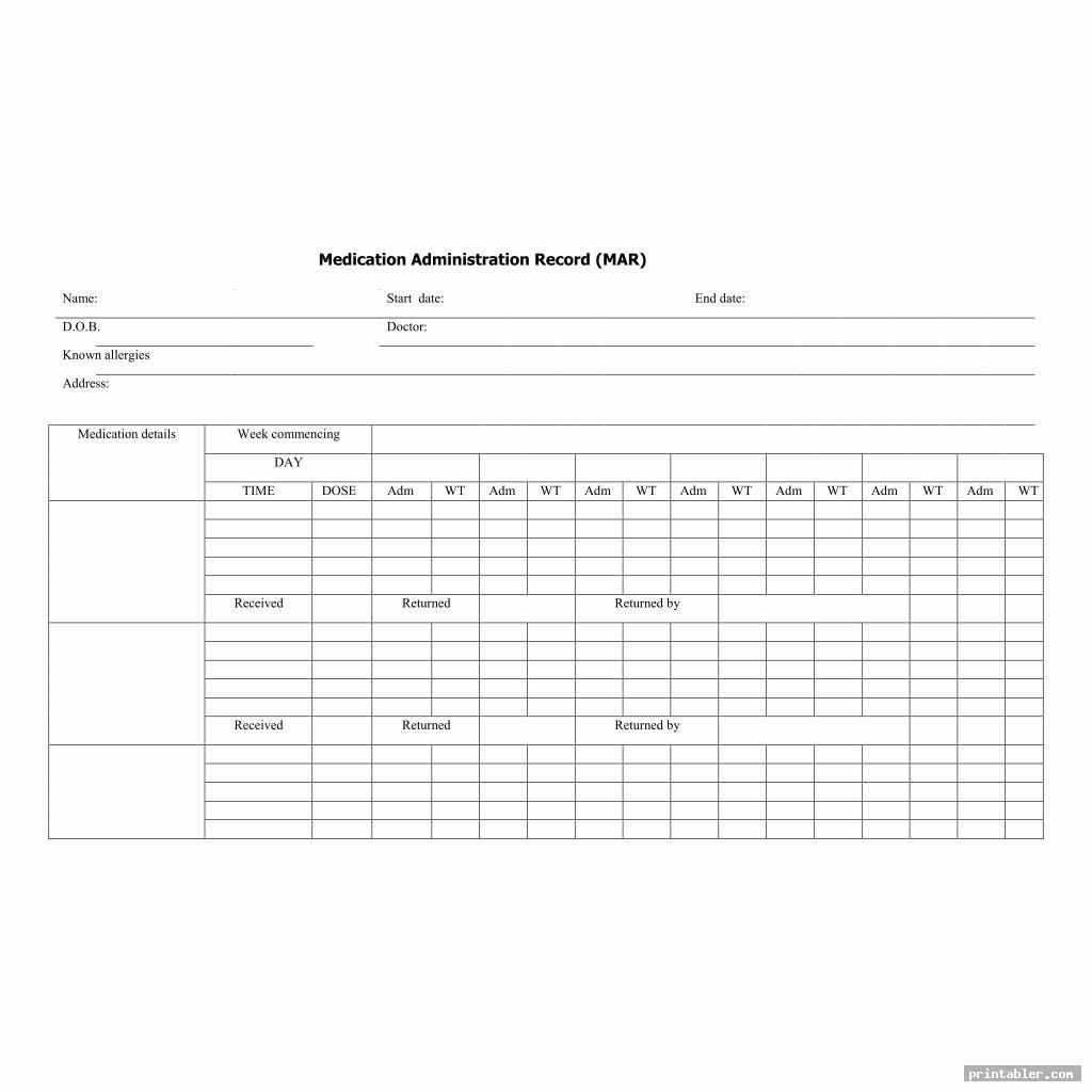simple printable medication administration record template