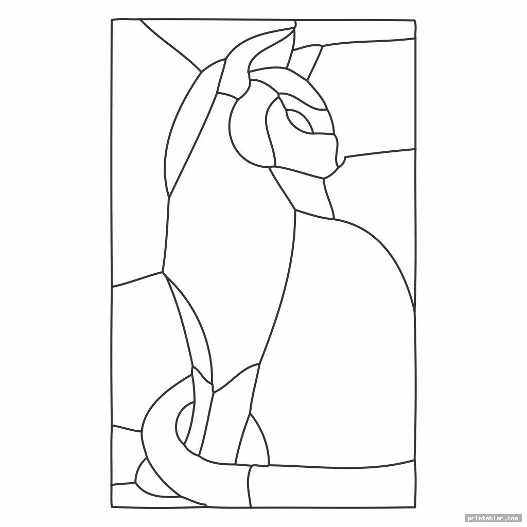 simple printable stained glass cat patterns
