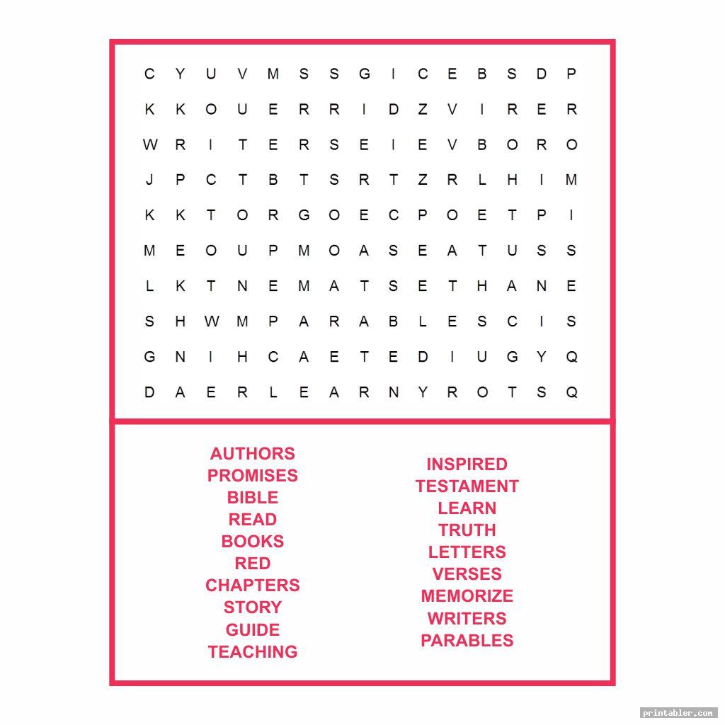 Printable Word Search Sunday School