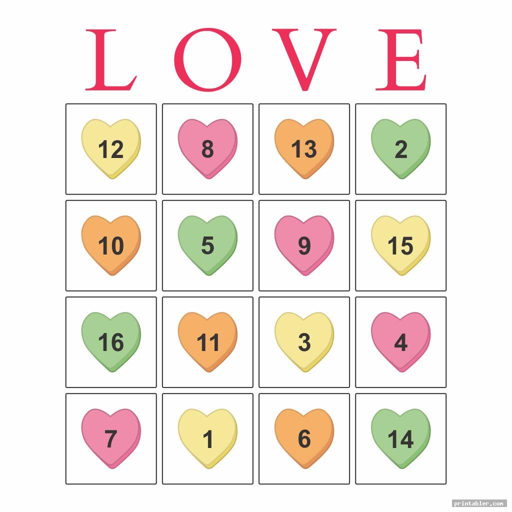 simple valentine cookie bingo card printable