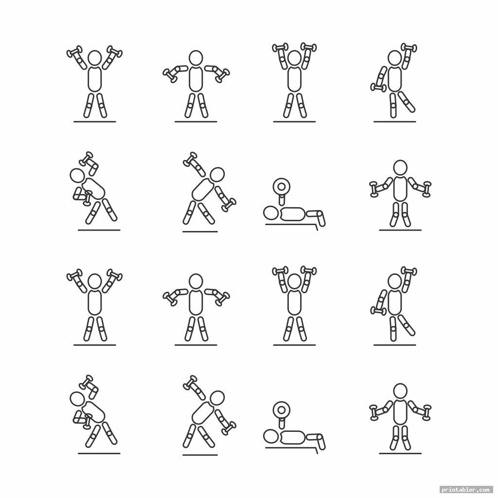 stickman dumbbell exercises chart printable pdf