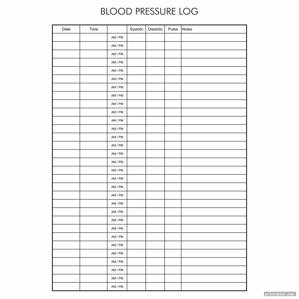 blank blood pressure log