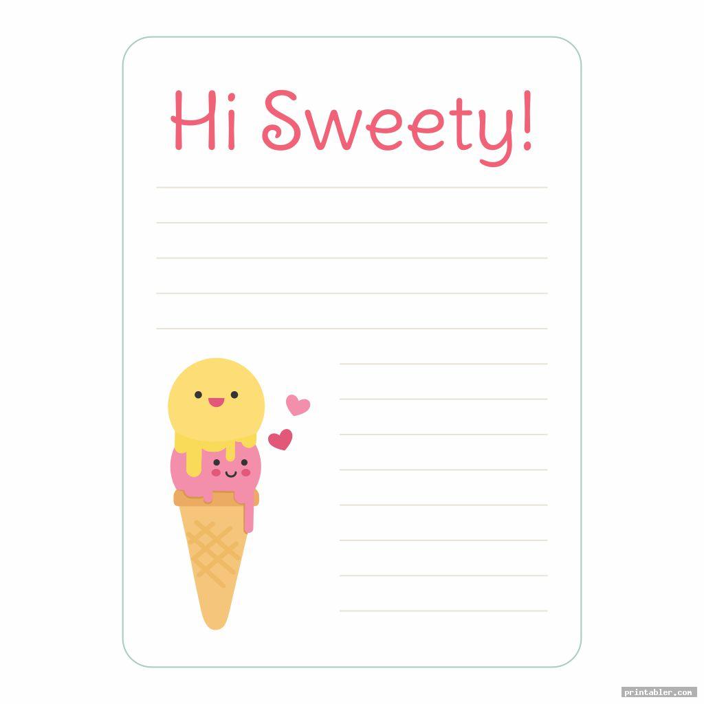 sweety lined printable stationary love