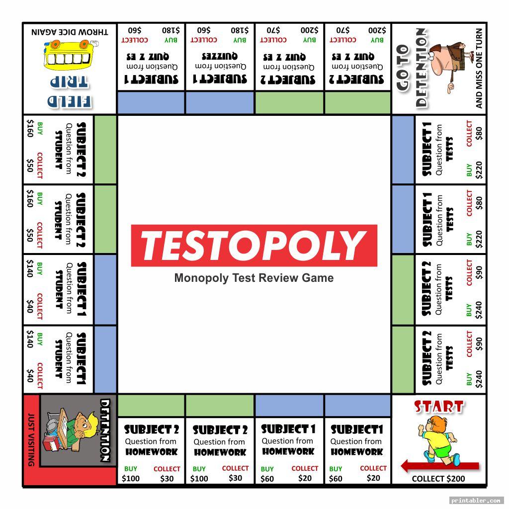 Monopoly Board Game Printable