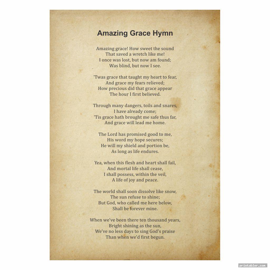 vintage amazing grace lyrics printable