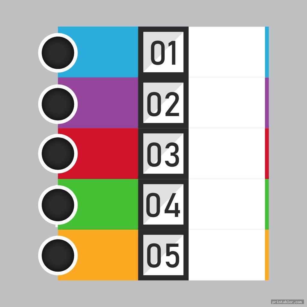 Word Printable Tab Index Page Gridgit