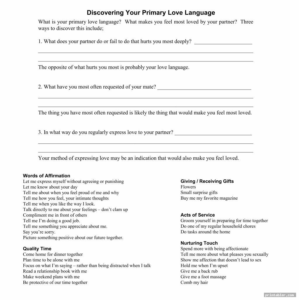 Worksheets Printable 5 Love Languages