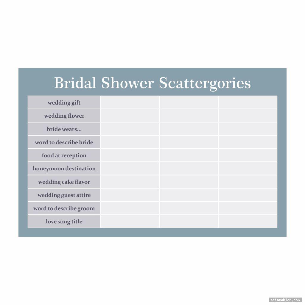 basic bridal shower scattergories printable