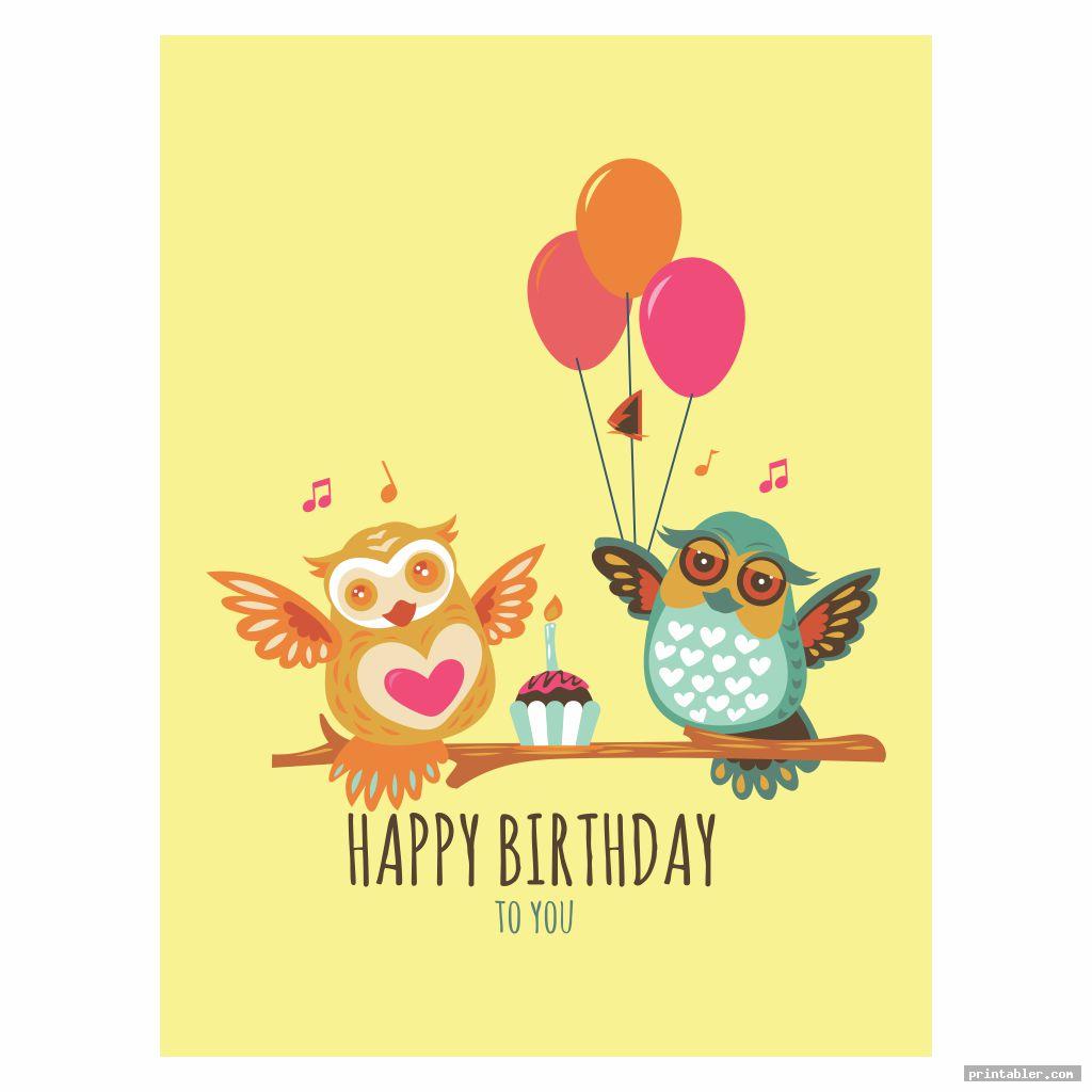 basic owl birthday cards printable