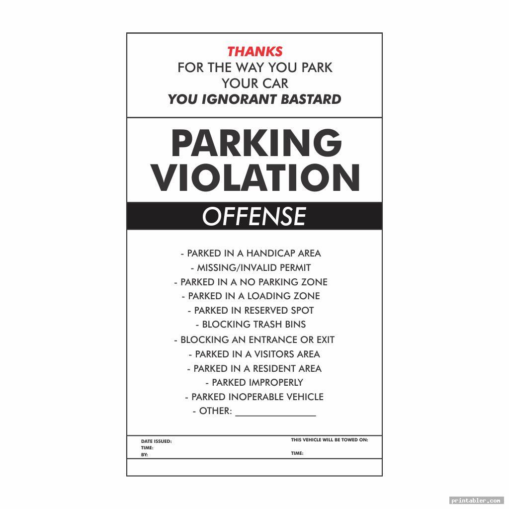 Printable Parking Violation Notice Customize and Print