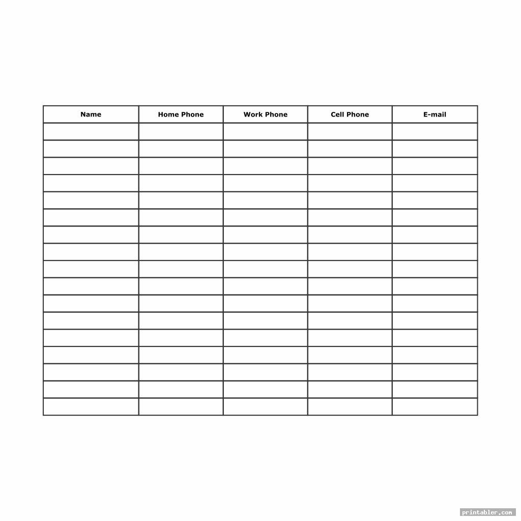 basic phone extension list template printable