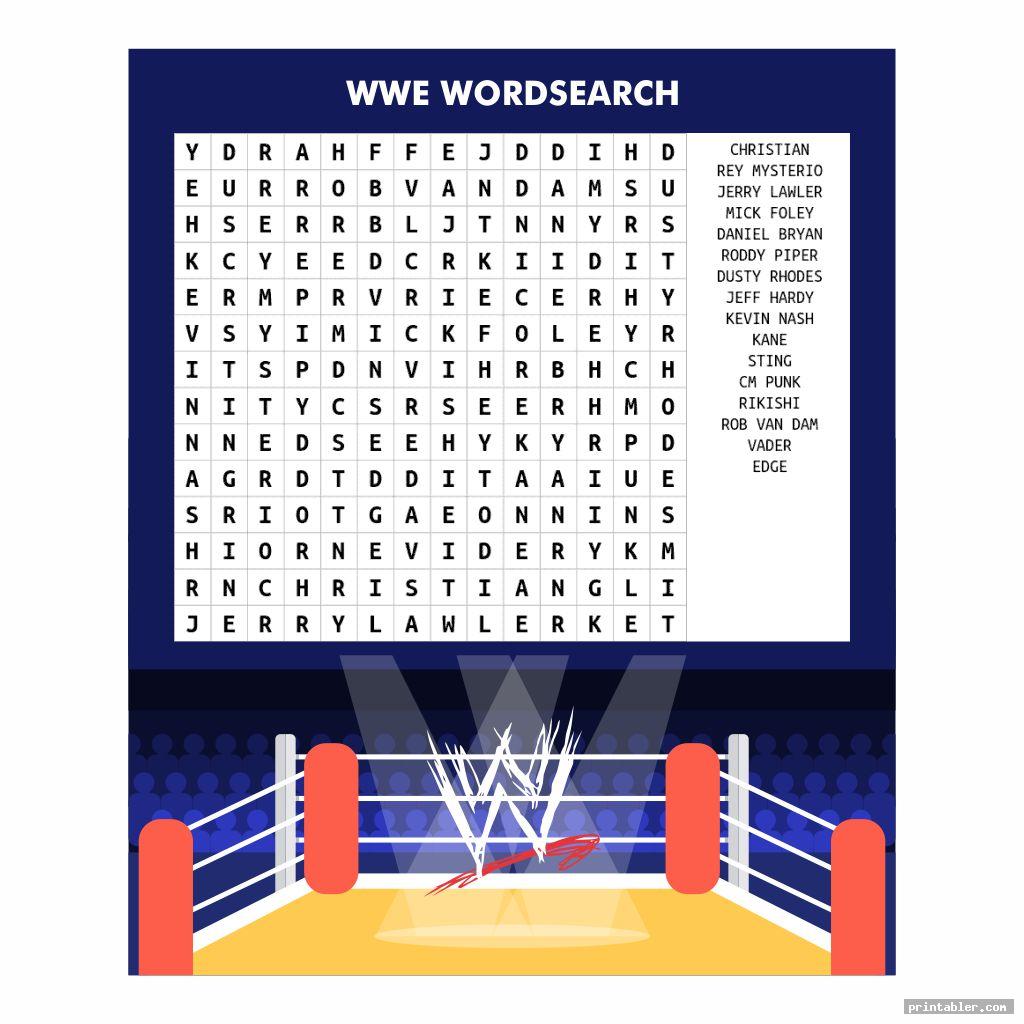 WWE Word Search Printable