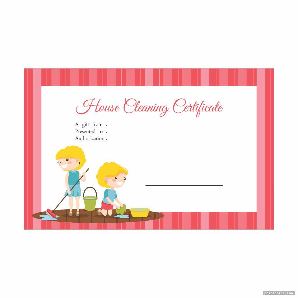 Free Printable House Cleaning Gift Certificate Template Free Printable House Cleaning Gift Certificate Template