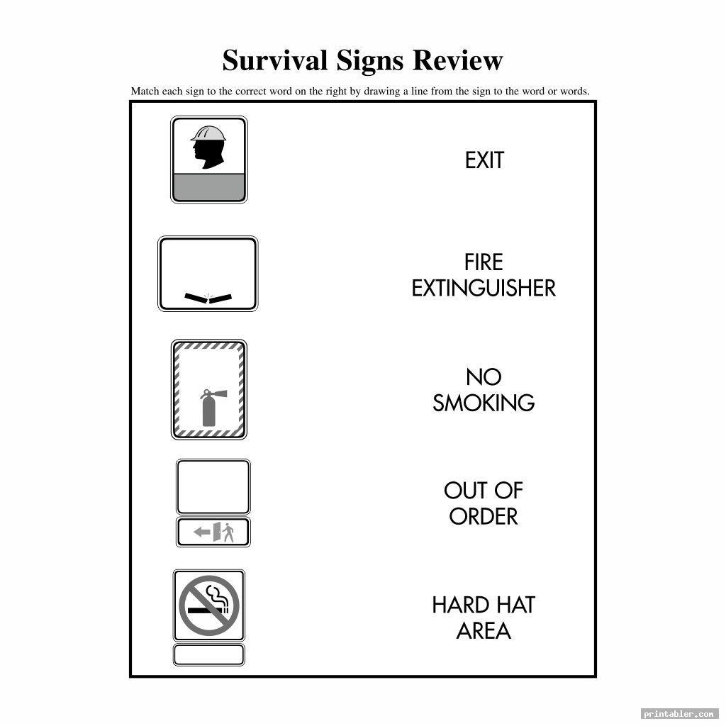 Survival Signs Worksheets Printable