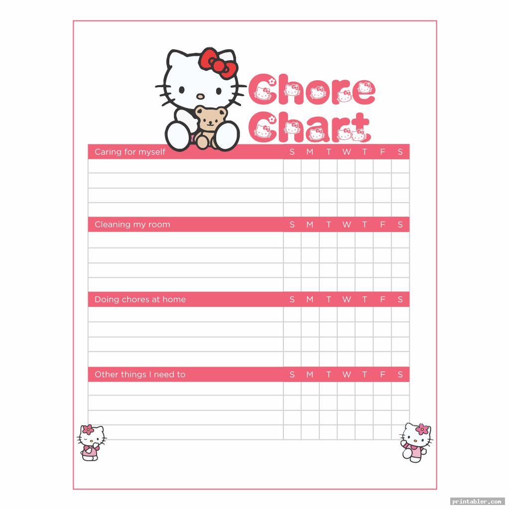 cute hello kitty chore chart printable
