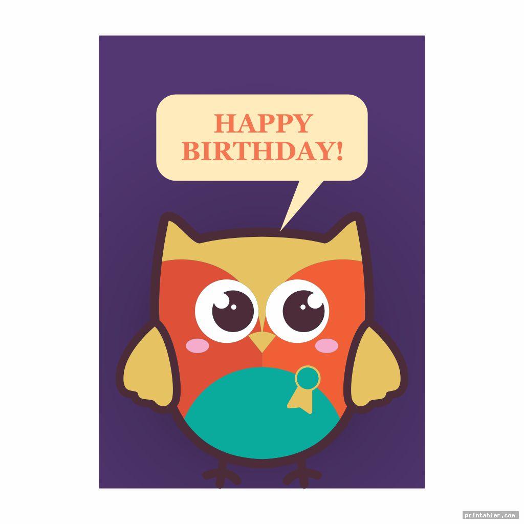 cute owl birthday cards printable
