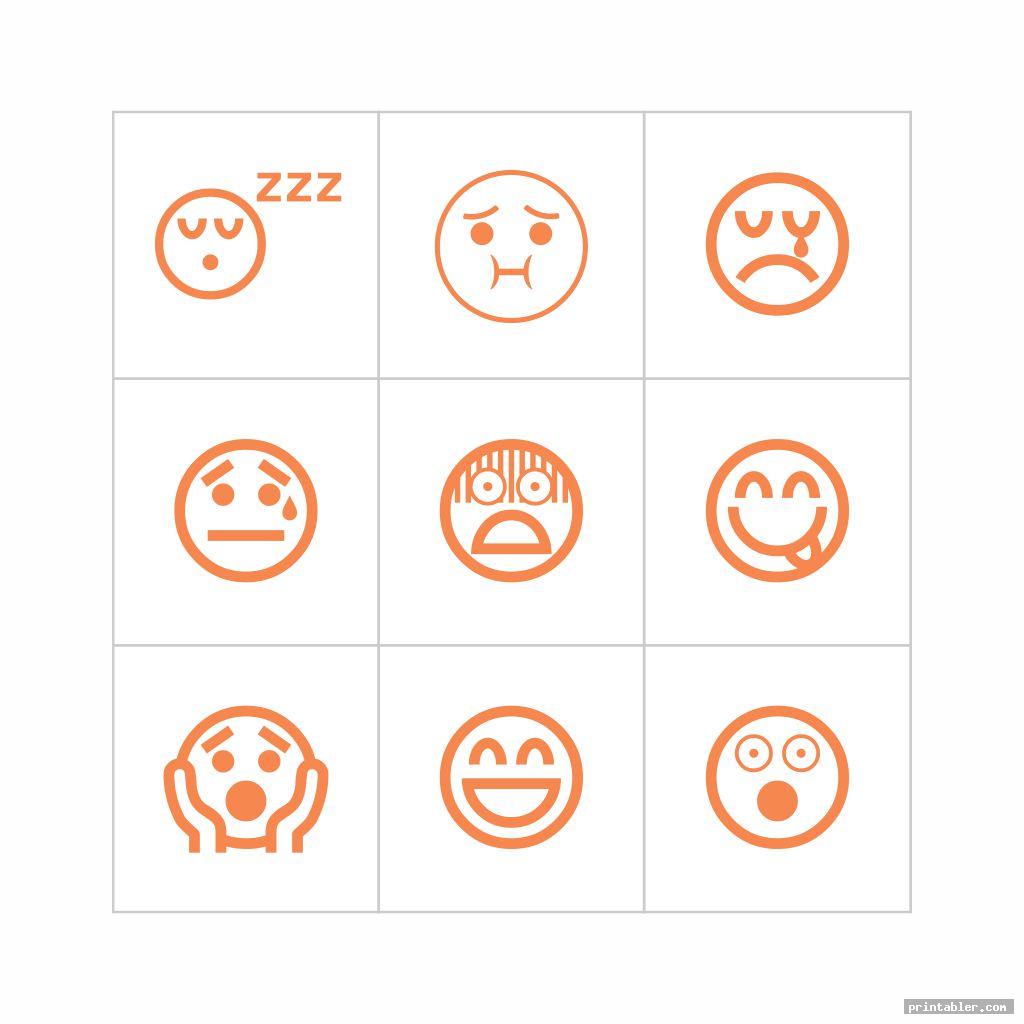 Feelings Bingo and Face Emoticons Printable