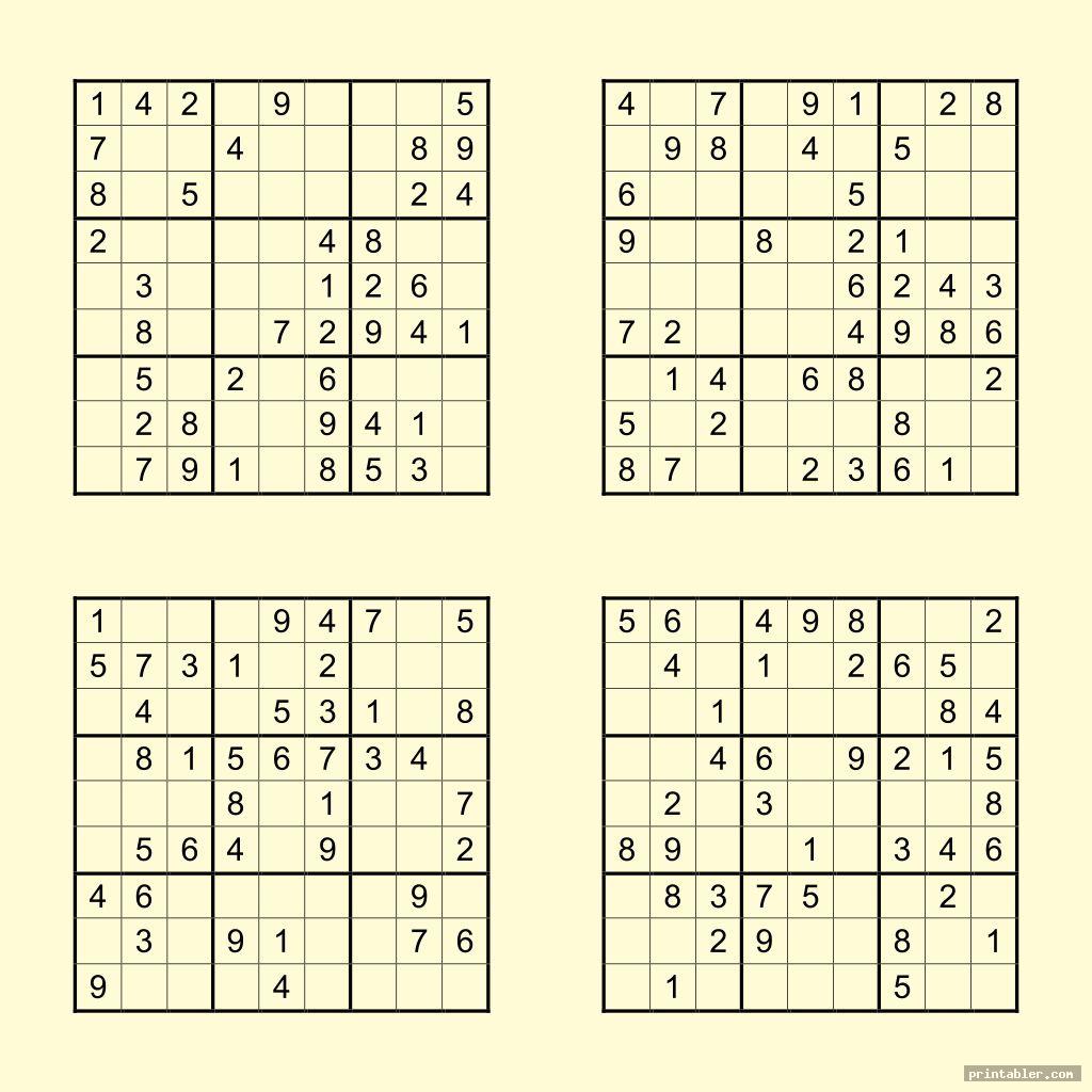 Printable Free Sudoku 4 Per Page