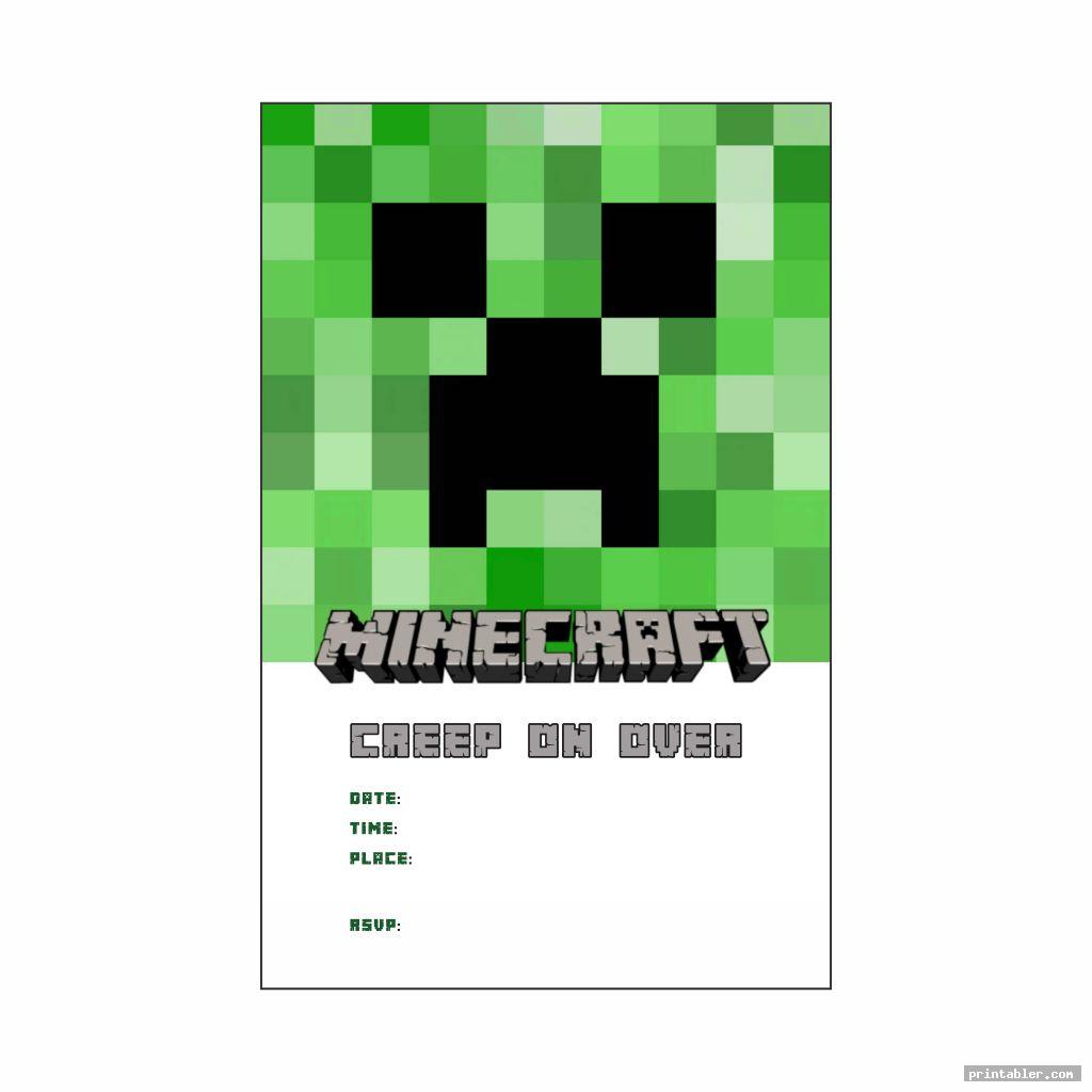 minecraft party invitation template printable image free