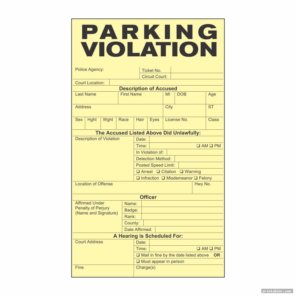 parking violation ticket template printable for use
